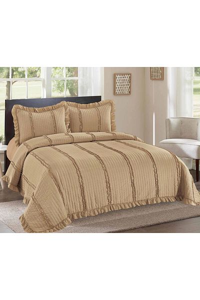 CHIRASO CHIRASO 3-Piece Duvet Cover Set, 230x250 cm, Satin Cotton, Flounce Pattern, UNI, brown