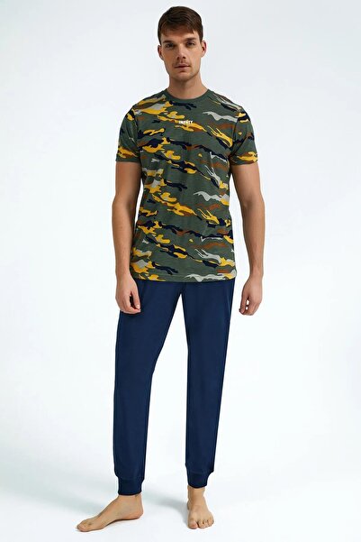 ROLY POLY 2726 Lacivert Haki Kamuflaj Paçası Lastikli Pijama Takım