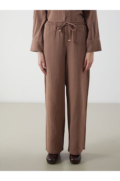 LC Waikiki New Season Elastic Waist Wide Leg Muslin Women's Trousers - S5M279Z8
