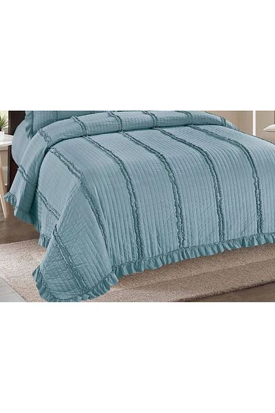 CHIRASO CHIRASO 3-Piece Duvet Cover Set, 230x250 cm, Satin Cotton, Flounce Pattern, UNI, dusty blue