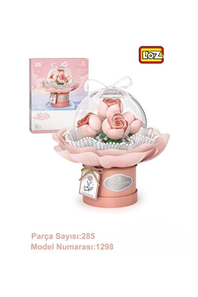 Genel Markalar Loz Ledli Pembe Dekoratif ve Koleksiyonluk Çiçek Buketi 285 Parça Çiçek Modeli Yapım Seti LZ1298