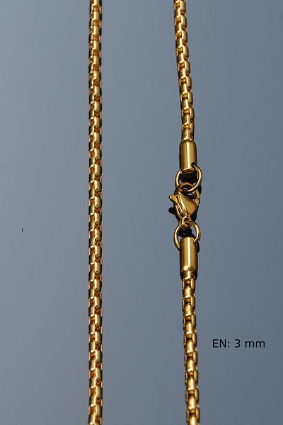 Rua Jewelry Steel Elegant Chain Necklace 3 mm Gold Color |   No Tarnish, Unisex, 2 Years Warranty