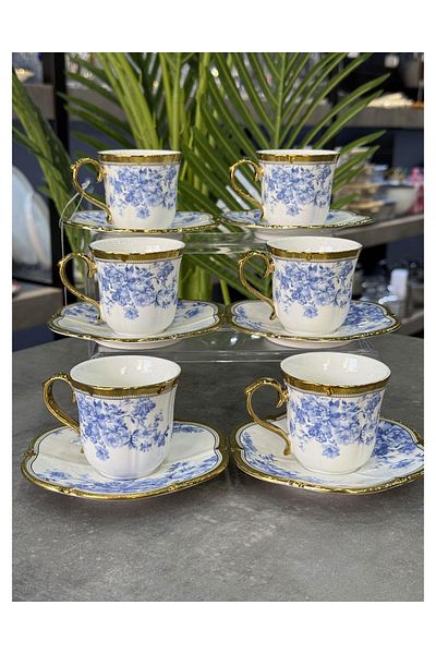 Doğudeko Bluebell Luxury Porcelain 6-Piece Cup Set