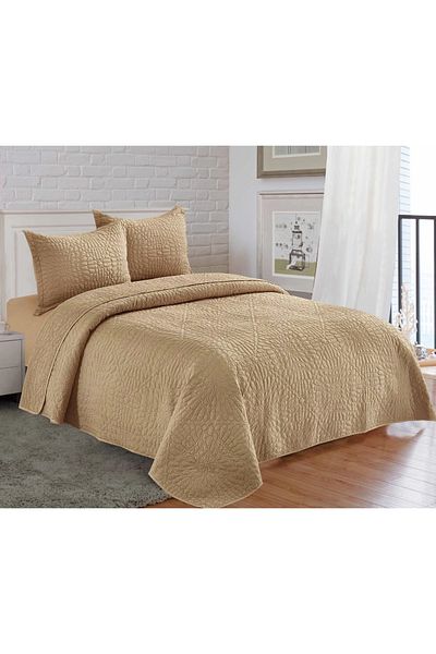 CHIRASO CHIRASO 3-Piece Duvet Cover Set, 230x250 cm, Satin Cotton, Embossed Pattern, UNI, brown
