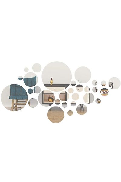 OEM Set de oglinzi rotunde 3D cu design argintiu MyStyle - Oglinzi decorative acrilice de lux pentru casă, 26 buc/set