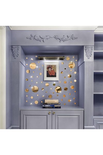 OEM 3D Design Mirror Set GOLD ROUND - Luxury Home ROUND Acrylic Decorative Mirrors 30 pcs/set
