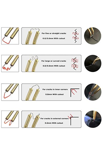 OEM Set de 600 de capse pentru pistol de lipit, 6 modele, 0,6/0,8 mm, argintii