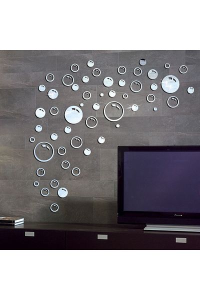 OEM Oglinzi decorative acrilice autoadezive cu bule de perete 3D, set 58 buc.
