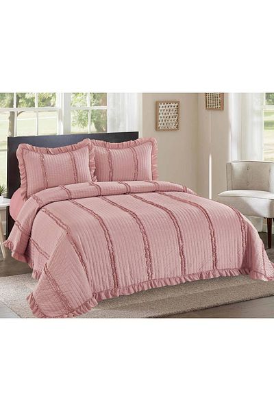 CHIRASO CHIRASO 3-Piece Duvet Cover Set, 230x250 cm, Satin Cotton, Flounce Pattern, UNI, powder pink