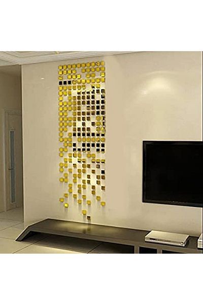 OEM Set oglinzi pătrate cu design - oglinzi decorative acrilice 4/4 aurii 100 buc