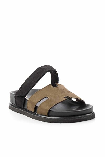 Bambi Khaki Black Women's Slippers K04192163502