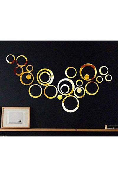 OEM Set de oglinzi din PVC cu design modern - Oglinzi decorative acrilice aurii - Luxury Home 24 piese/set