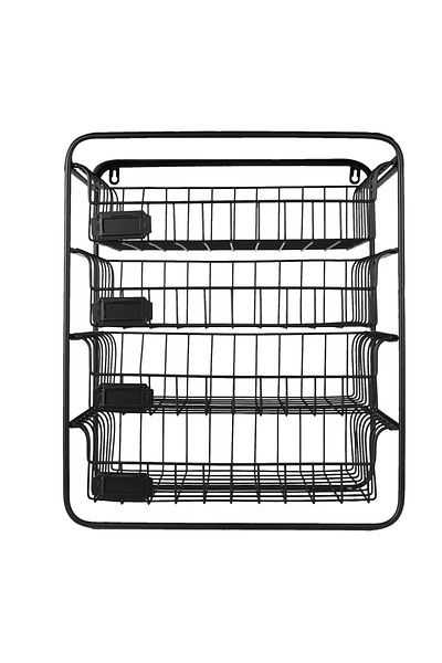 Clayre & Eef Wall Shelf with 4 Detachable Black Metal Baskets 42x25x49 cm