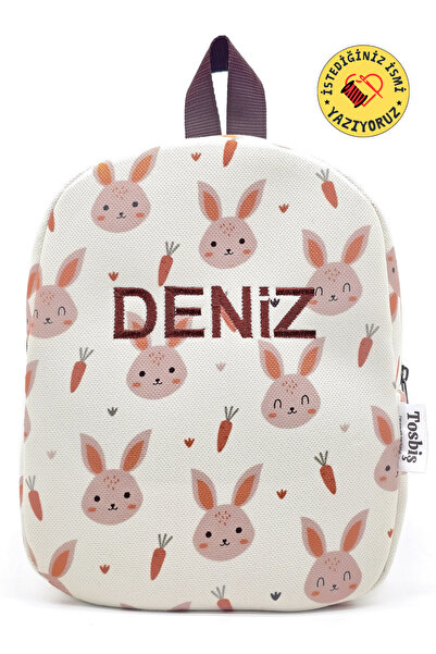 Tosbiş [ KİŞİYE ÖZEL İSİMLİ ] Havuçlu Tavşan 0-8 Yaş Çocuk Sırt Çantası, Anaokulu - Kreş Çantası
