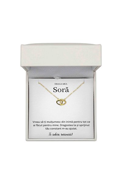 The Jewel Heart Necklace With Emotional Message For Your Sister – 925 Silver Gold Plated, Packed In LED Box