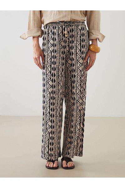 LC Waikiki New Season Elastic Waist Patterned Muslin Women's Trousers - S5Oo61Z8