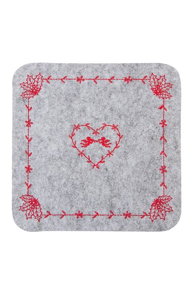 Clayre & Eef Textile Plate Holder Gray Red 25x25 cm
