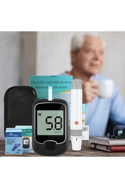 ZEQAS Portable LCD Glucometer – Fast & Accurate Results, 50 Strips, 50 Needles, Bag, Black