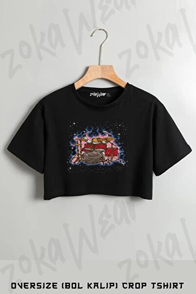 ZOKAWEAR تي شيرت مطبوع عليه طبلة مقاس كبير