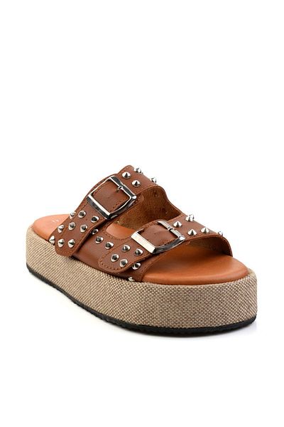 Bambi Γυναικείες Παντόφλες Tan Leather K04423050003