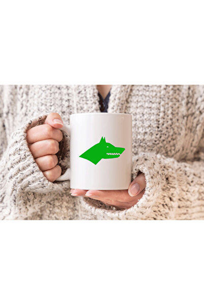 MODA كوب بورسلين هدية مطبوع عليه الذئب البني التركي