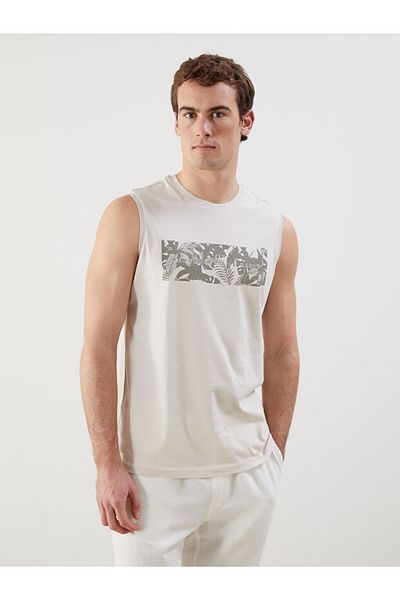 LC Waikiki Ανδρικό αμάνικο μπλουζάκι με στάμπα New Season Crew Neck - S5FT34Z8
