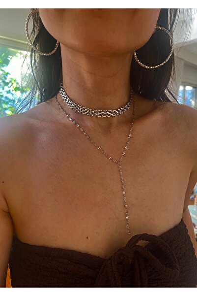 Hoop jewelery قلادة على شكل حرف Y من الفولاذ