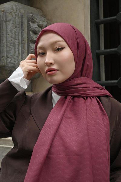 Pull Scarfs Lilac - Zigzag Pattern Bamboo Jacquard