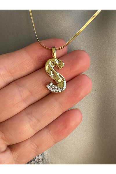 Lucios S Letter Stainless Steel Necklace 40+5 cm