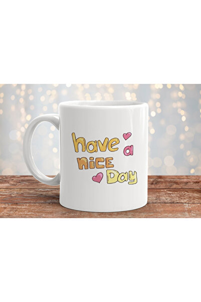 MODA كوب بورسلين مطبوع عليه Have Day Nice