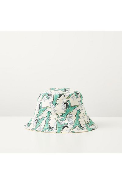 Juniors All-Over Dinosaur Print Reversible Bucket Hat
