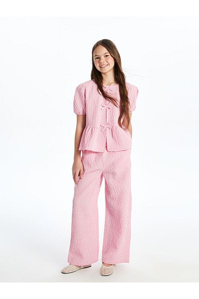 LC Waikiki Plaid Girls' Trousers with Elastic Waist
