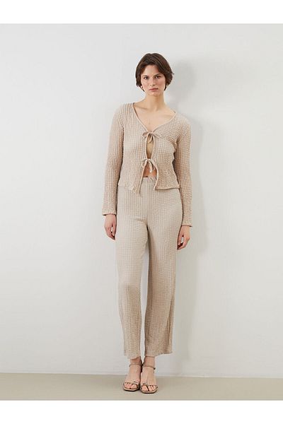 LC Waikiki New Season Women's Textured Trousers with Elastic Waist - S5Jm28Z8