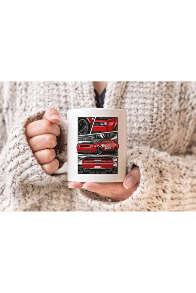 MODA كوب بورسلين هدية مطبوع عليه سيارة حمراء