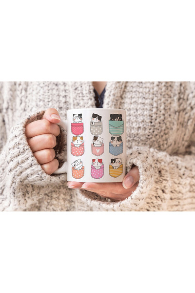 MODA كوب بورسلين هدية مطبوع عليه قطة