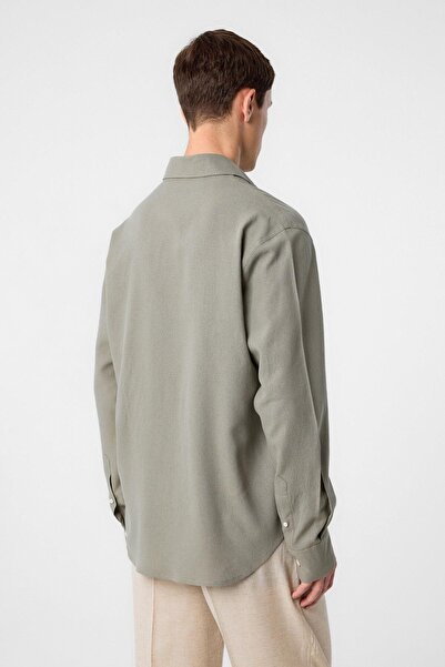 Antioch Khaki Relax Fit Linen Blended Men's Shirt