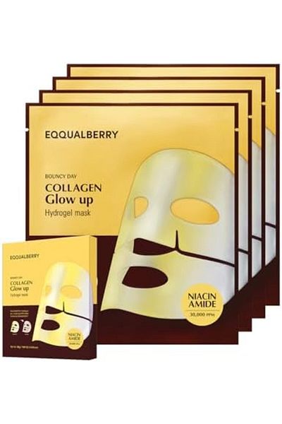EQQUALBERRY Collagen Glow Up Mask - Niacinamide & Low Molecular Collagen for Brightening and Radianc