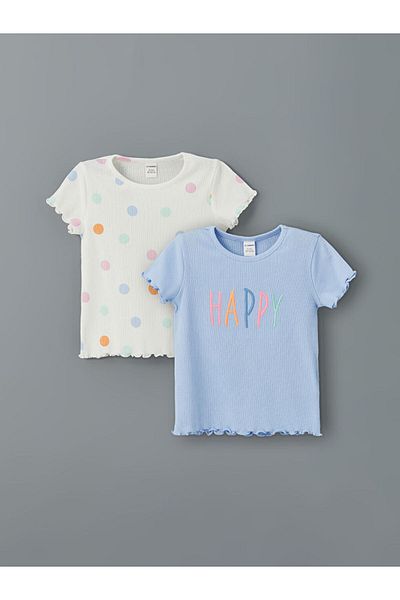 LC Waikiki New Season Printed Camisole Ruffled Girl's T-Shirt - S5Fe20Z1