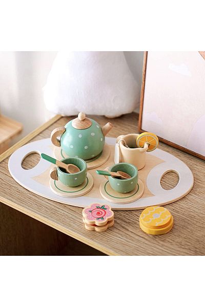 Malvys Eco wooden play set, Tea Break, 15 pieces