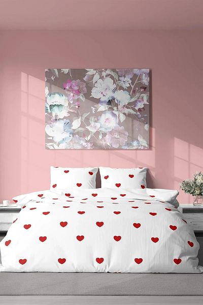 Shopyteks Set cuvertură de pilota dublă Ranforce Heart Pattern Battal Size