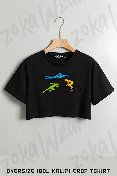 ZOKAWEAR Tricou oversize cu imprimeu triatlon