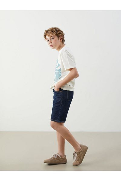 LC Waikiki New Season Boys' Jean Shorts with Adjustable Elastic Waist - S5Dp94Z4