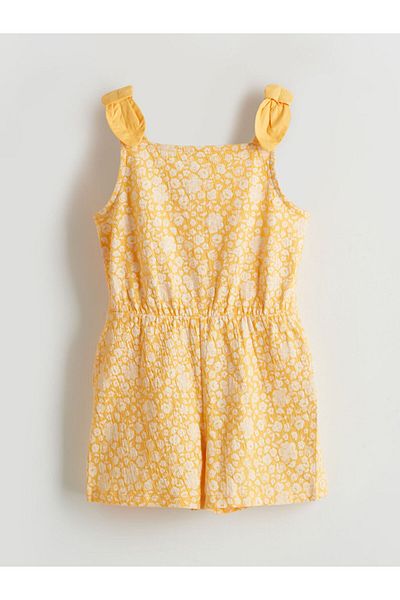 LC Waikiki New Season Square Collar Floral Girls Jumpsuit - S5Ib63Z1