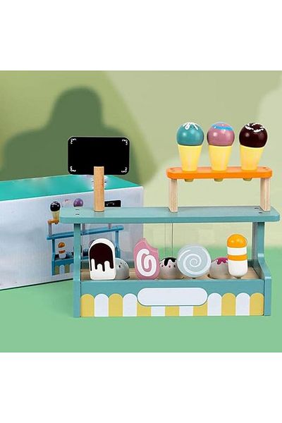 Malvys Eco wooden play set, Ice Cream Stand, 11 pieces