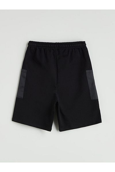 LC Waikiki Black Elastic Waist Girl's Cargo Shorts