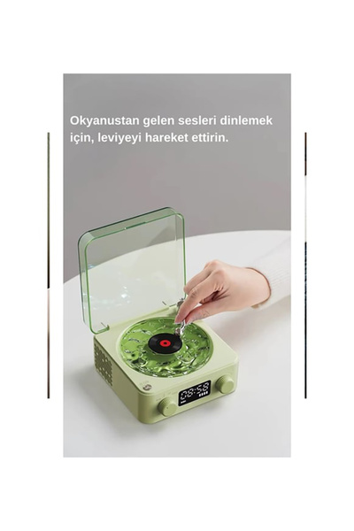 İMEXTECH Waves Nostalji Plak Görünümlü Bluetooth Hoparlör 3D Ses Dalgası Retro Müzik Plak Gece Lambası