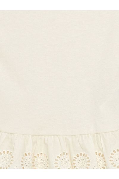 LC Waikiki Pink Crew Neck Laced Combed Cotton Girls' Blouse