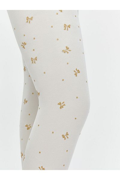 LC Waikiki Pink Bow Patterned Girl's Thin Pantyhose 2-Piece