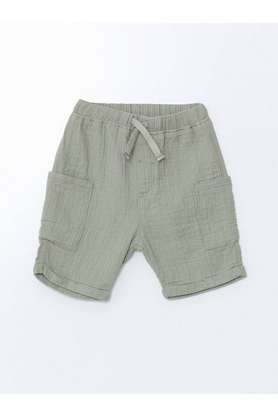 LC Waikiki Green Elastic Waist Basic Muslin Boy's Shorts