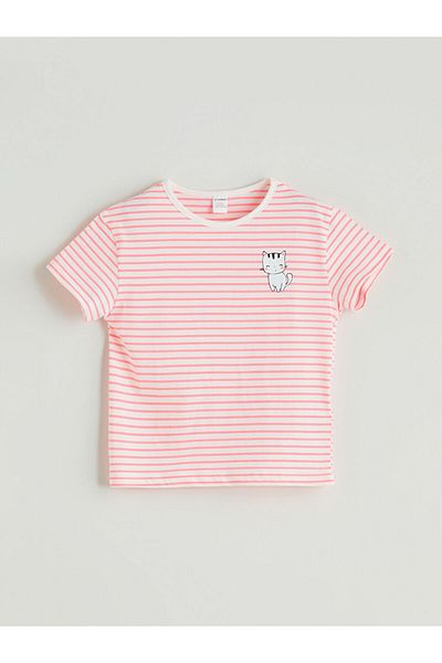 LC Waikiki Νέα σεζόν Crew Neck ριγέ κοριτσίστικο μπλουζάκι - S5GJ66Z1